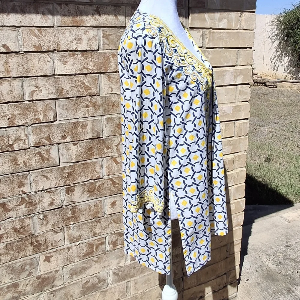 Barbara Gerwit Embellished Geometric Print Cover-Up Tunic Top Women Size Large - Picture 9 of 16